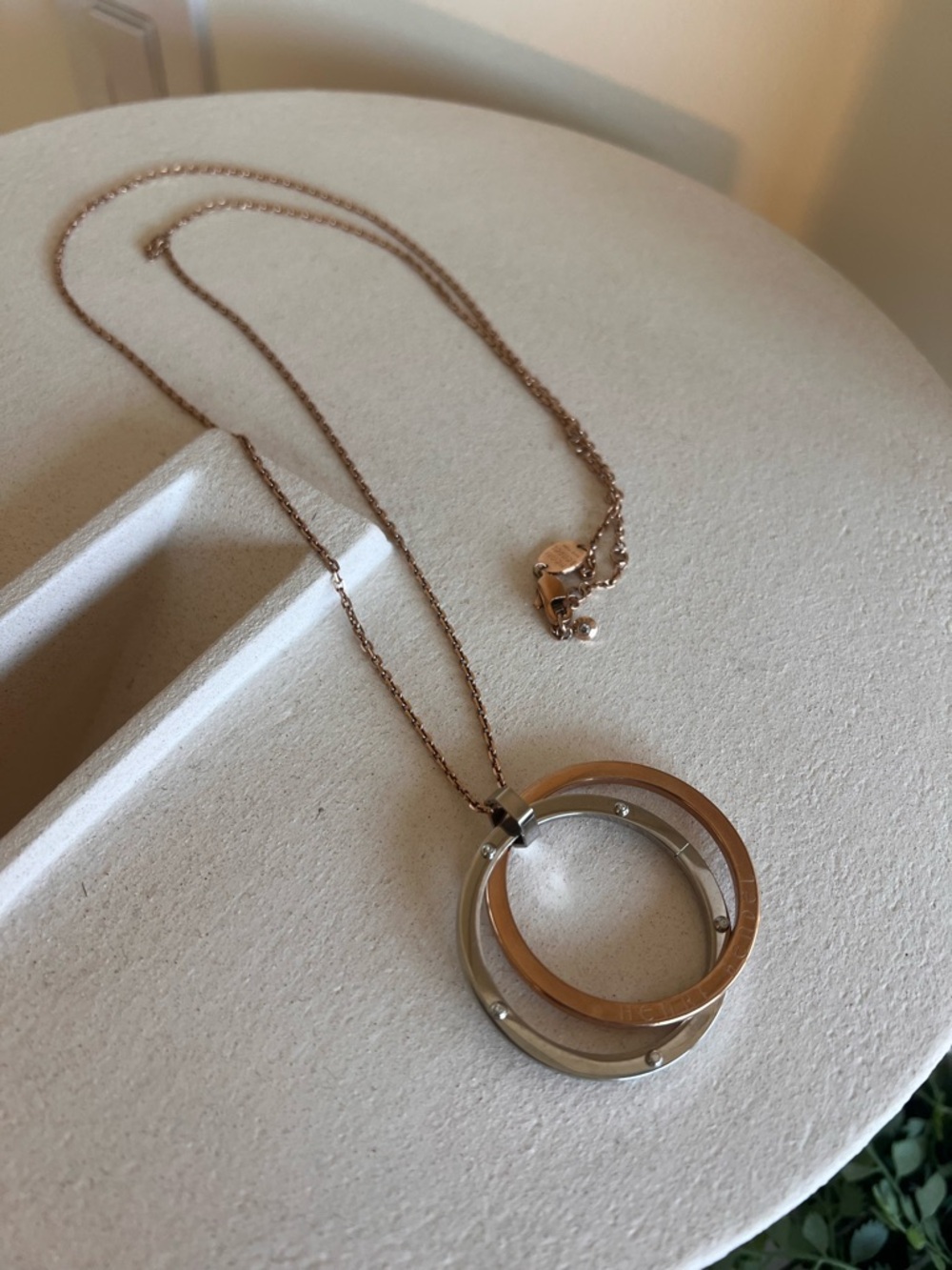 Henri Bendel Two Tone Rose Gold and Silver Necklace